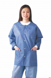 Medline Disposable Knit Cuff / Collar Multilayer SMS Lab Jackets